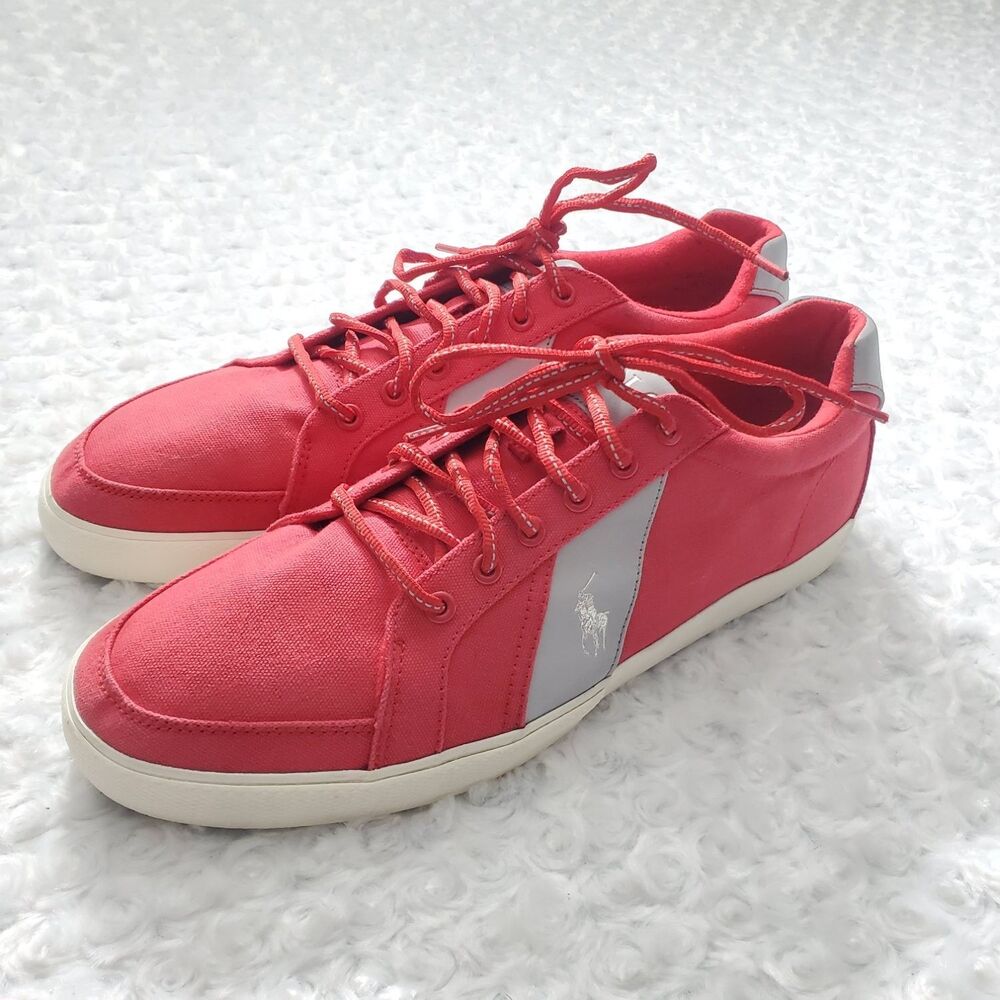 Polo Ralph Lauren Hugh Mens Size 14 Red Sneakers Reflective Athletic